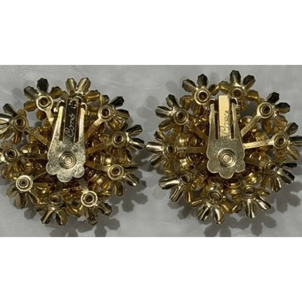 Vintage Signed Corocraft Coro Gold Filagree Pearl Clip Earrings